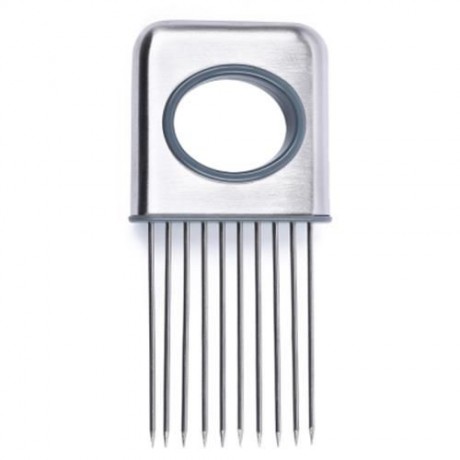 STAINLESS STEEL ONION HOLDER FORK TOMATO POTATO CUTTING AID (SILVER)