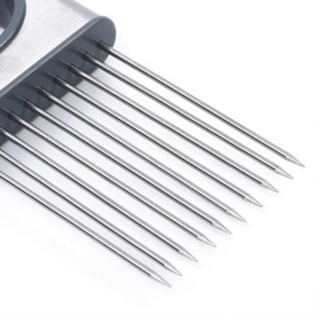 STAINLESS STEEL ONION HOLDER FORK TOMATO POTATO CUTTING AID (SILVER)