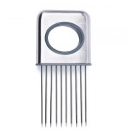 Stainless Steel Onion Holder Fork Tomato Potato Cutting Aid (SILVER)