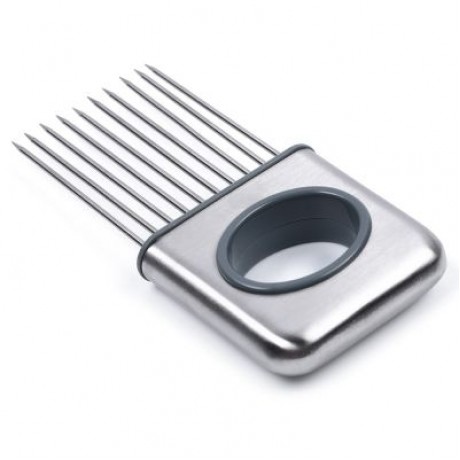 Stainless Steel Onion Holder Fork Tomato Potato Cutting Aid (SILVER)