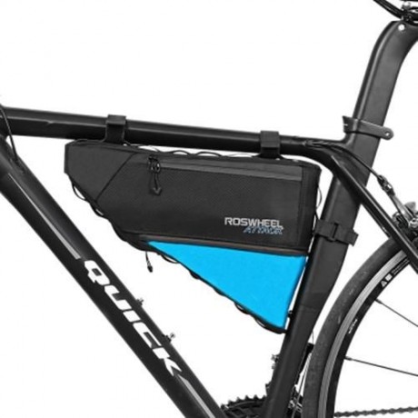 ROSWHEEL 121371 WATER-RESISTANT 4L BIKE TRIANGULAR BAG BICYCLE FRONT TUBE PACK (BLACK)
