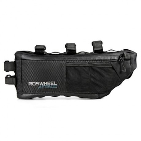 ROSWHEEL 121371 WATER-RESISTANT 4L BIKE TRIANGULAR BAG BICYCLE FRONT TUBE PACK (BLACK)