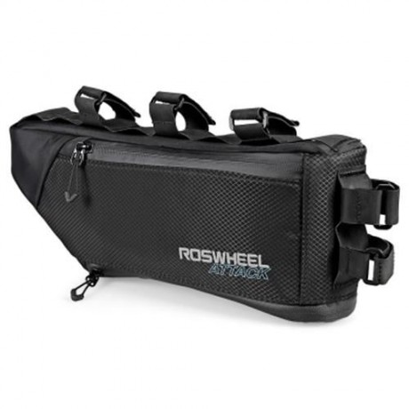 ROSWHEEL 121371 WATER-RESISTANT 4L BIKE TRIANGULAR BAG BICYCLE FRONT TUBE PACK (BLACK)
