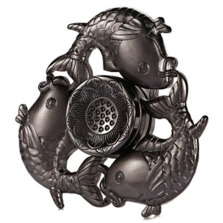 CARP LOTUS PATTERN ZINC ALLOY FIDGET TRI-SPINNER FUNNY STRESS RELIEVER ADULT FIDGETING TOY