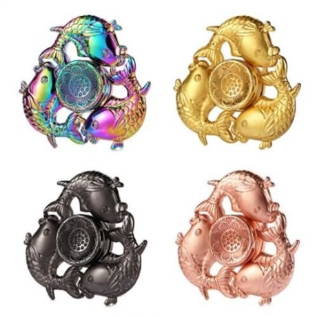 CARP LOTUS PATTERN ZINC ALLOY FIDGET TRI-SPINNER FUNNY STRESS RELIEVER ADULT FIDGETING TOY