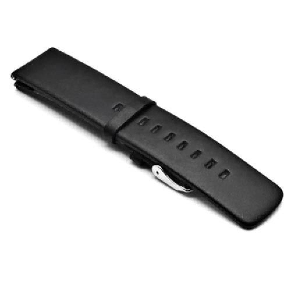 22MM GENUINE LEATHER WRISTBAND PIN BUCKLE FOR HUAMI AMAZFIT SMART BRACELET (BLACK)