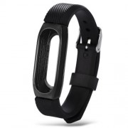14MM RUBBER STRAP METAL CASE FOR XIAOMI MIBAND 2 SMART WRISTBAND (BLACK)