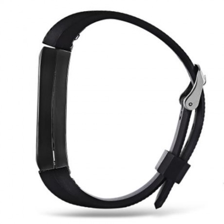 14MM RUBBER STRAP METAL CASE FOR XIAOMI MIBAND 2 SMART WRISTBAND (BLACK)