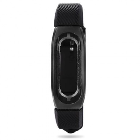 14MM RUBBER STRAP METAL CASE FOR XIAOMI MIBAND 2 SMART WRISTBAND (BLACK)