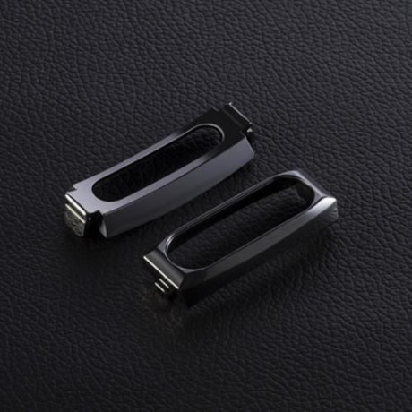 14MM RUBBER STRAP METAL CASE FOR XIAOMI MIBAND 2 SMART WRISTBAND (BLACK)