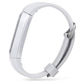 14MM RUBBER STRAP METAL CASE FOR XIAOMI MIBAND 2 SMART WRISTBAND (SILVER)