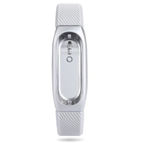 14MM RUBBER STRAP METAL CASE FOR XIAOMI MIBAND 2 SMART WRISTBAND (SILVER)
