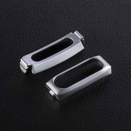 14MM RUBBER STRAP METAL CASE FOR XIAOMI MIBAND 2 SMART WRISTBAND (SILVER)