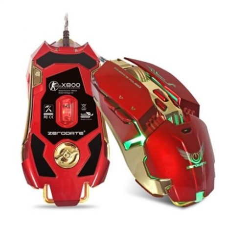 ZERODATE X800 WIRED GAMING MOUSE ADJUST WEIGHT 3200DPI (RED)