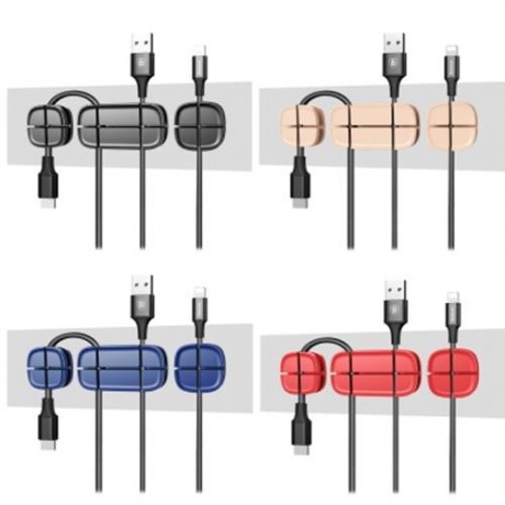 BASEUS CROSS PEAS CABLE CLIP SILICONE CORD ORGANIZER HOLDER (BLUE)