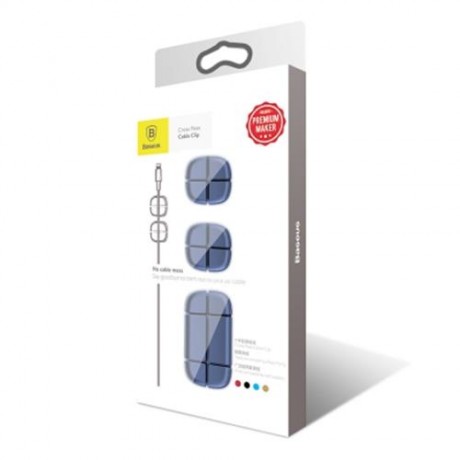 BASEUS CROSS PEAS CABLE CLIP SILICONE CORD ORGANIZER HOLDER (BLUE)