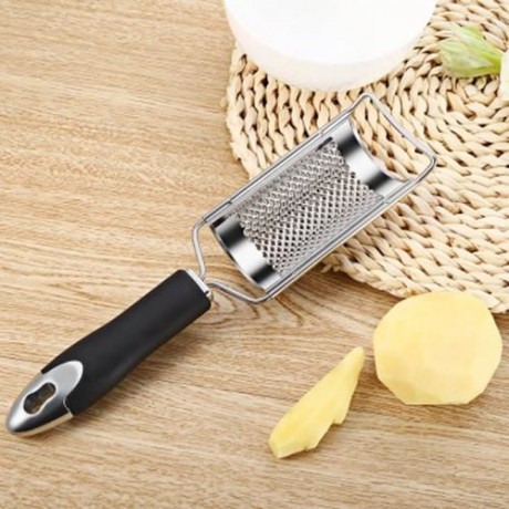 STAINLESS STEEL GINGER POTATO GRATER WITH NON-SLIP HANDLE (SILVER AND BLACK)