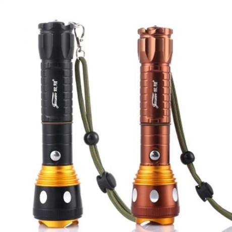 JIAOSUN 3 MODES ZOOMING OUTDOOR TORCH WITH SAFETY HAMMER (BRONZE-COLORED)