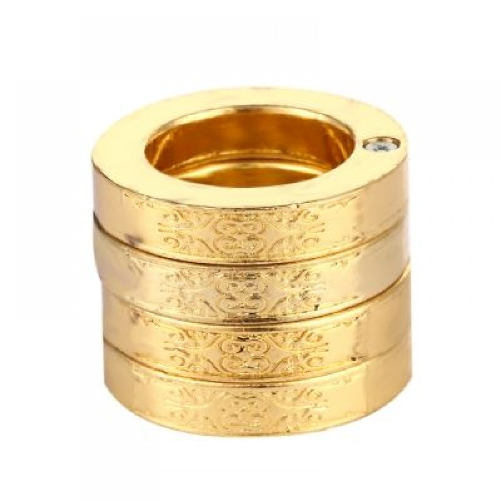 Stylish Defensive Hexagon Round Ring with Four Layer Design for Man (GOLDEN)