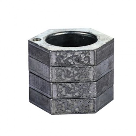 STYLISH DEFENSIVE HEXAGON ROUND RING WITH FOUR LAYER DESIGN FOR MAN (SILVER GRAY)