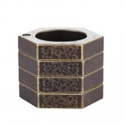 STYLISH DEFENSIVE HEXAGON ROUND RING WITH FOUR LAYER DESIGN FOR MAN (BRONZE-COLORED)
