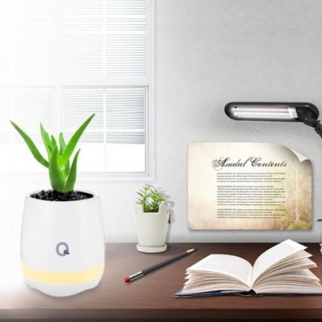 QPLANT SMART TOUCH MUSIC FLOWERPOT RECHARGEABLE WIRELESS (IVORY WHITE)