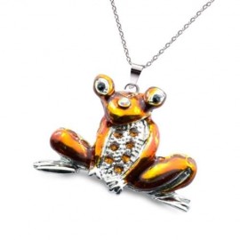 SPARKLING RHINESTONES CUTE FROG WOMEN LONG NECKLACE (ORANGE)