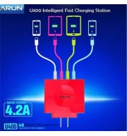 4 PORT INTELLIGENT USB FAST CHARGING STATION - 100 - 240V (CERISE)