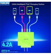4 PORT INTELLIGENT USB FAST CHARGING STATION - 100 - 240V (JADE GREEN)