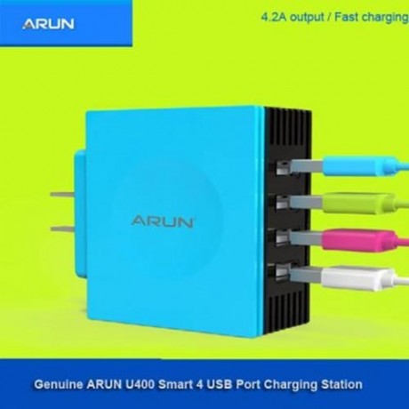 4 PORT INTELLIGENT USB FAST CHARGING STATION - 100 - 240V (JADE GREEN)