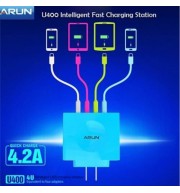 4 PORT INTELLIGENT USB FAST CHARGING STATION - 100 - 240V (AZURE)
