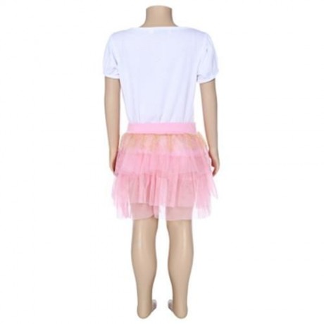 KEAIYOUHUO GIRLS CLOTHING SET FLORAL PRINT T-SHIRT BUBBLE SKIRT (PINK)