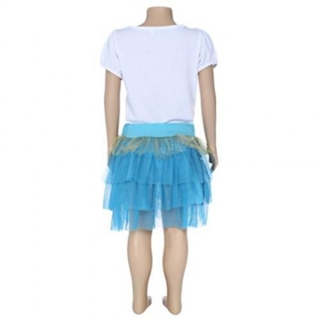 KEAIYOUHUO GIRLS CLOTHING SET FLORAL PRINT T-SHIRT BUBBLE SKIRT (LIGHT BLUE)