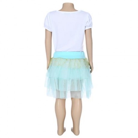 KEAIYOUHUO GIRLS CLOTHING SET FLORAL PRINT T-SHIRT BUBBLE SKIRT (LIGHT GREEN)