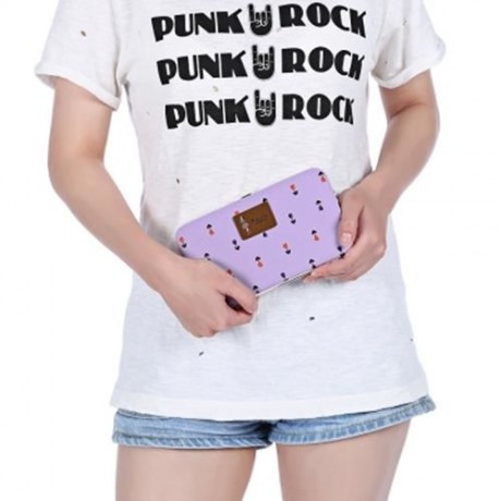 PIDANLU FLOWER PATTERNS MULTIFUNCTION WOMEN CLUTCH WALLET (LIGHT PURPLE)