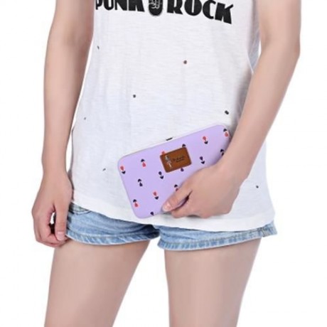 PIDANLU FLOWER PATTERNS MULTIFUNCTION WOMEN CLUTCH WALLET (LIGHT PURPLE)