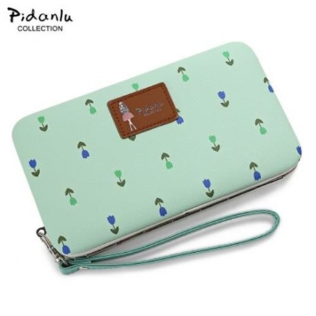 PIDANLU FLOWER PATTERNS MULTIFUNCTION WOMEN CLUTCH WALLET (GRASS GREEN)