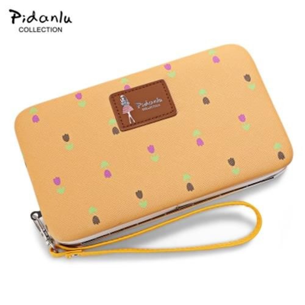 PIDANLU FLOWER PATTERNS MULTIFUNCTION WOMEN CLUTCH WALLET (YELLOW)