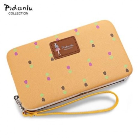 PIDANLU FLOWER PATTERNS MULTIFUNCTION WOMEN CLUTCH WALLET (YELLOW)