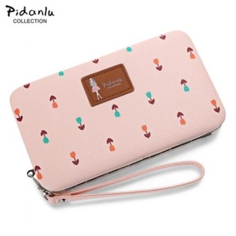 PIDANLU FLOWER PATTERNS MULTIFUNCTION WOMEN CLUTCH WALLET (SHALLOW PINK)