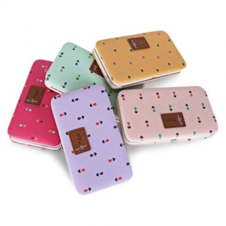 PIDANLU FLOWER PATTERNS MULTIFUNCTION WOMEN CLUTCH WALLET (SHALLOW PINK)