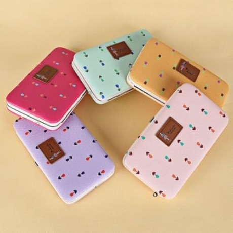 PIDANLU FLOWER PATTERNS MULTIFUNCTION WOMEN CLUTCH WALLET (SHALLOW PINK)