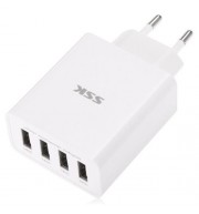 SSK SDC010 DUAL USB TRAVEL POWER CHARGER DOCK ADAPTER 2.4A QUICK CHARGE (WHITE)