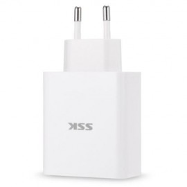 SSK SDC010 DUAL USB TRAVEL POWER CHARGER DOCK ADAPTER 2.4A QUICK CHARGE (WHITE)