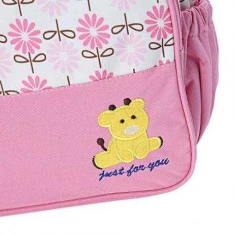 5PCS MUMMY HANDBAG DIAPER PAD BOTTLE HOLDER FOOD BAGS (PINK)