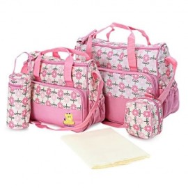 5PCS MUMMY HANDBAG DIAPER PAD BOTTLE HOLDER FOOD BAGS (PINK)