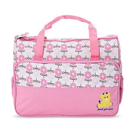 5PCS MUMMY HANDBAG DIAPER PAD BOTTLE HOLDER FOOD BAGS (PINK)