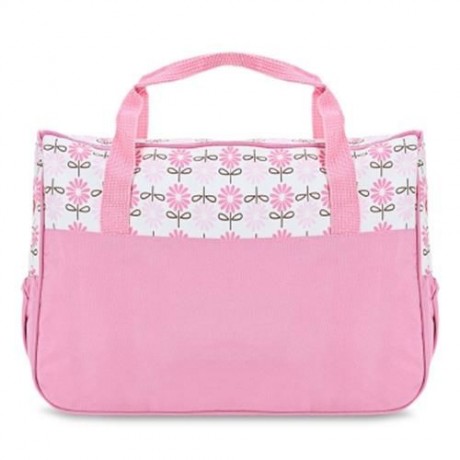 5PCS MUMMY HANDBAG DIAPER PAD BOTTLE HOLDER FOOD BAGS (PINK)
