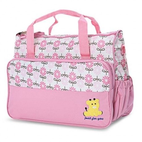 5PCS MUMMY HANDBAG DIAPER PAD BOTTLE HOLDER FOOD BAGS (PINK)