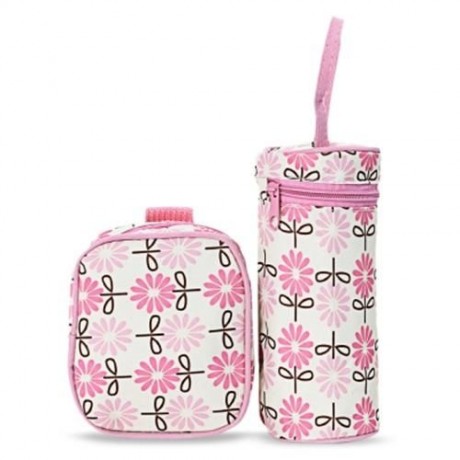 5PCS MUMMY HANDBAG DIAPER PAD BOTTLE HOLDER FOOD BAGS (PINK)